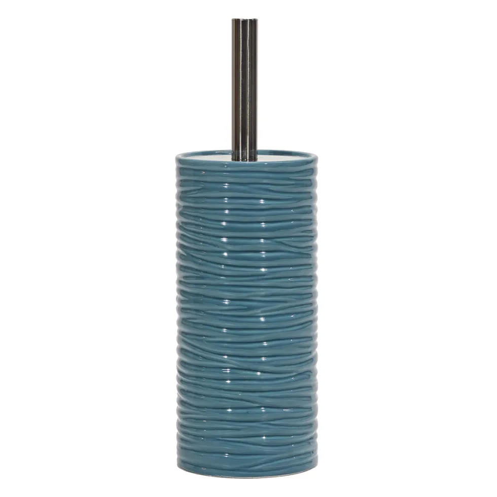 Portascopino con Scopino in Ceramica Carta da Zucchero Finitura a rilievo Effetto Ondulato h35 cm