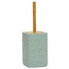 Portascopino con Scopino in Ceramica Celeste Finitura a rilievo effetto intreccio