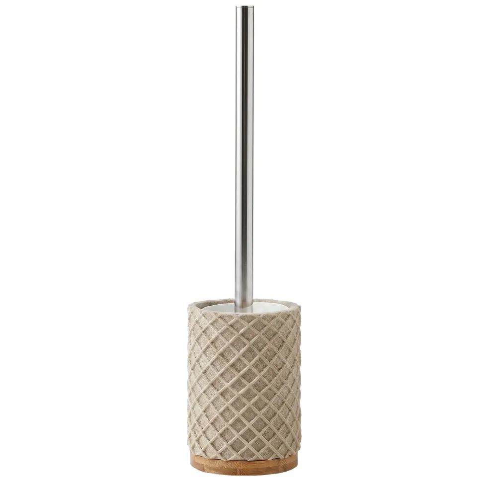 Portascopino con Scopino in Poliresina Beige e bamboo