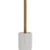 Portascopino con Scopino in Poliresina Bianco con manico in bamboo