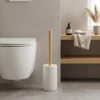 Portascopino con Scopino in Poliresina Bianco con manico in bamboo