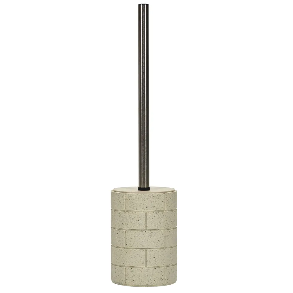 Portascopino con scopino in Poliresina Effetto Pietra Beige