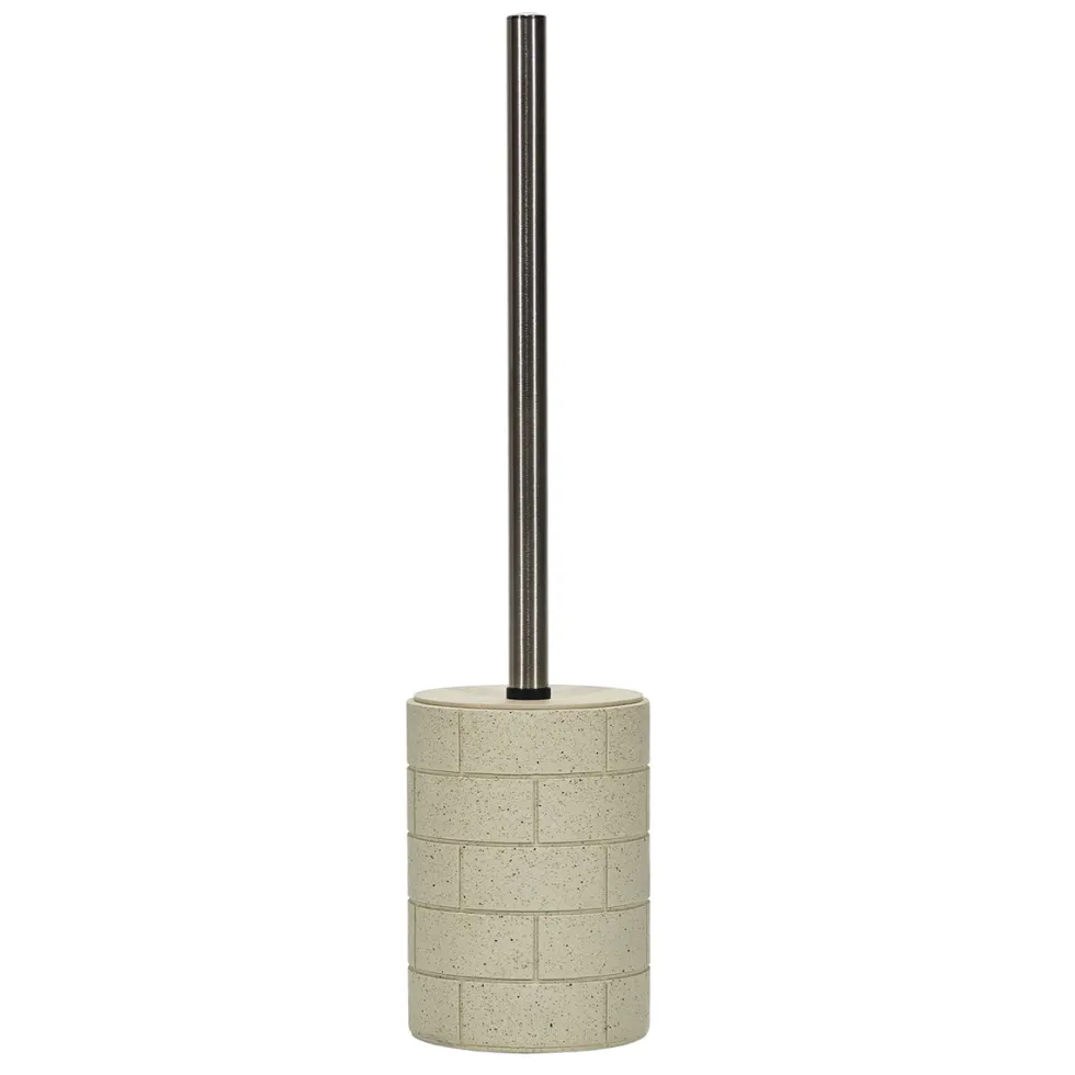 Portascopino con scopino in Poliresina Effetto Pietra Beige