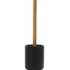 Portascopino con Scopino in Poliresina Nero con manico in bamboo