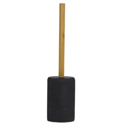 Portascopino con Scopino in Poliresina Nero con manico in bamboo