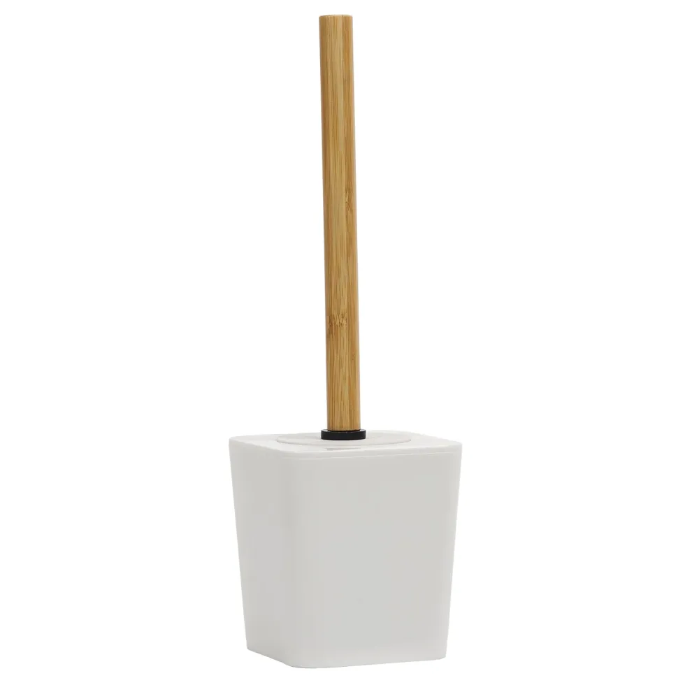 Portascopino con Scopino in Polistirene Bianco con manico in bamboo