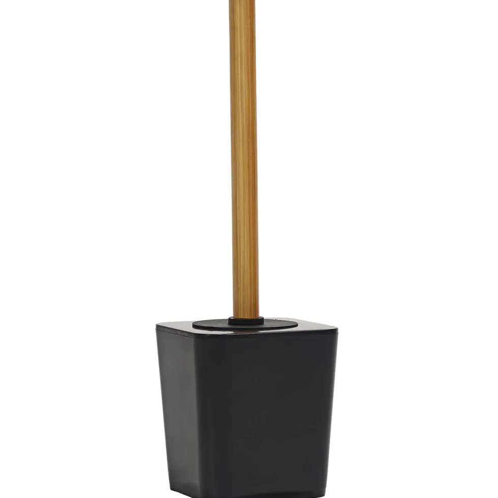 Portascopino con Scopino in Polistirene Nero con manico in bamboo