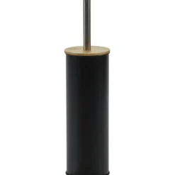 Portascopino con scopino nero e elementi in bamboo