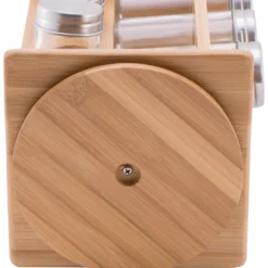 Portaspezie Rotante Bamboo con 12 Barattoli in Vetro h23 cm