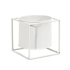 Portavaso in Metallo Bianco h13x13x13 cm