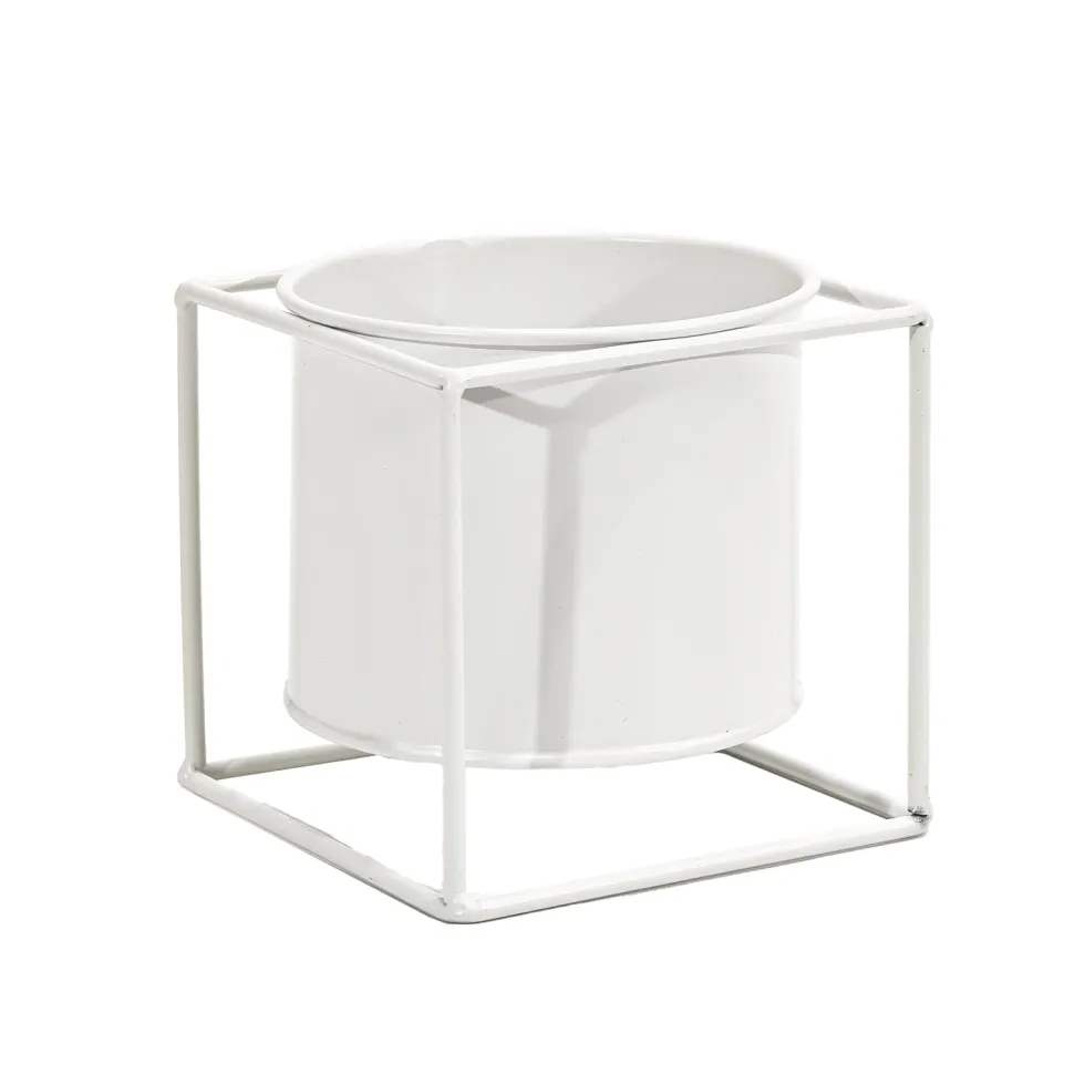 Portavaso in Metallo Bianco h13x13x13 cm