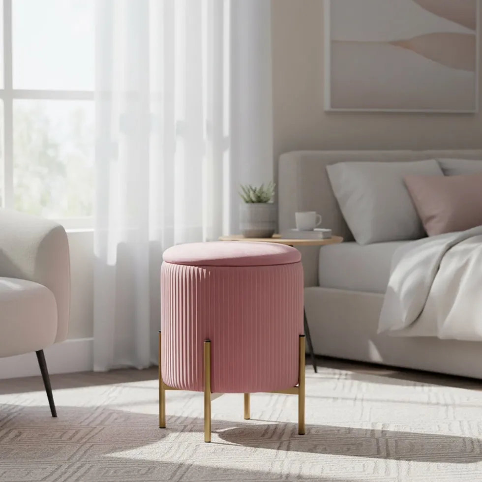 Pouf Contenitore Apribile Rosa