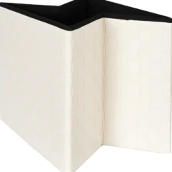 Pouf contenitore beige in ecopelle richiudibile