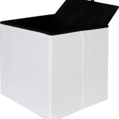 Pouf Contenitore Bianco in ecopelle richiudibile h38x38x38 cm