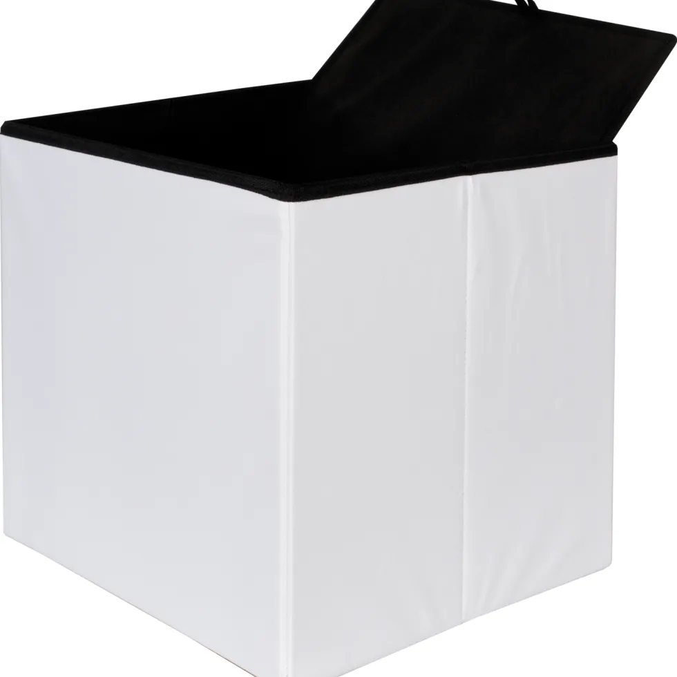 Pouf Contenitore Bianco in ecopelle richiudibile h38x38x38 cm