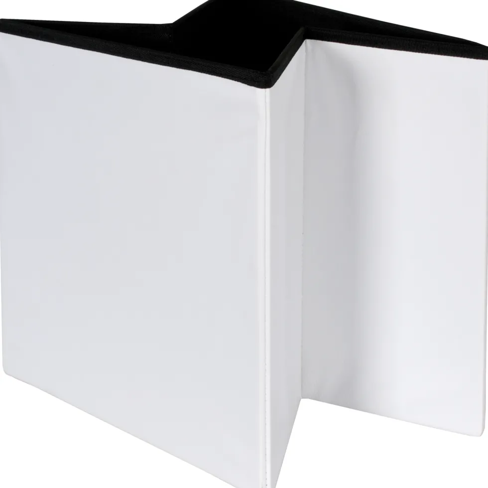 Pouf Contenitore Bianco in ecopelle richiudibile h38x38x38 cm