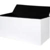Pouf Contenitore Bianco in ecopelle richiudibile h38x76x38 cm