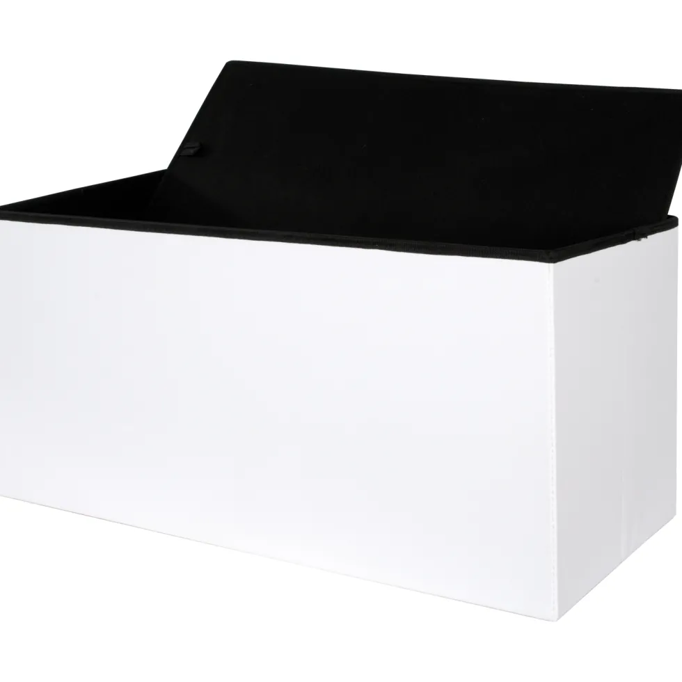 Pouf Contenitore Bianco in ecopelle richiudibile h38x76x38 cm