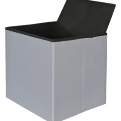 Pouf Contenitore Grigio in ecopelle richiudibile h38x38x38 cm