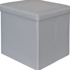 Pouf Contenitore Grigio in ecopelle richiudibile h38x38x38 cm