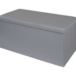 Pouf Contenitore Grigio in ecopelle richiudibile h38x76x38 cm
