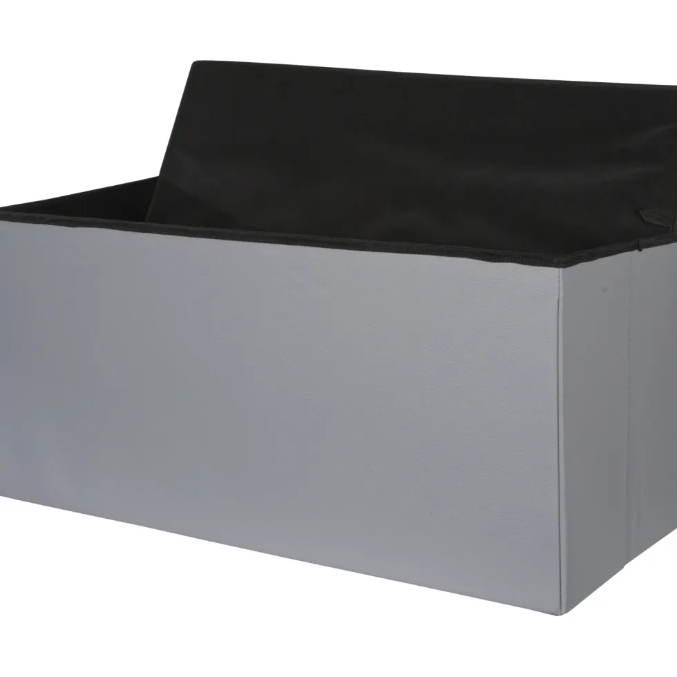 Pouf Contenitore Grigio in ecopelle richiudibile h38x76x38 cm