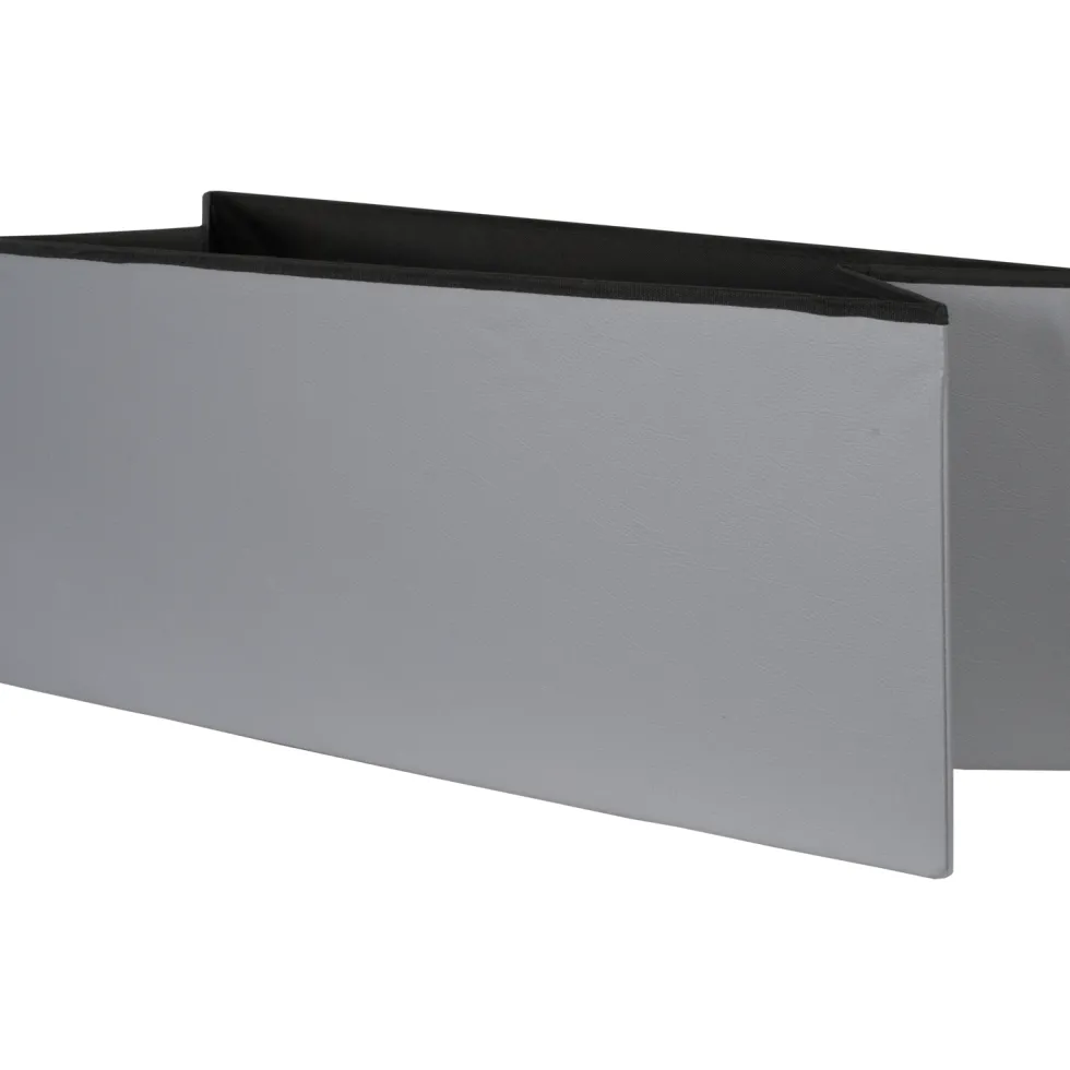 Pouf Contenitore Grigio in ecopelle richiudibile h38x76x38 cm