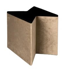 Pouf Contenitore in Velluto Damascato Tortora