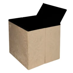 Pouf Contenitore in Velluto Damascato Tortora