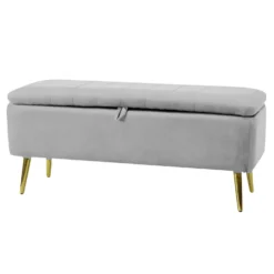 Pouf Contenitore in velluto Grigio chiaro
