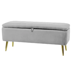 Pouf Contenitore in velluto Grigio chiaro