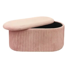 Pouf Contenitore in Velluto Rosa
