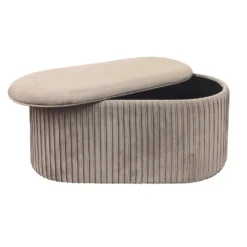 Pouf Contenitore in Velluto Tortora