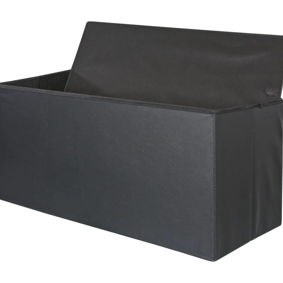 Pouf Contenitore Nero in ecopelle richiudibile h38x76x38 cm