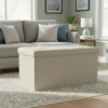 Pouf Contenitore Richiudibile Crema in Velluto Sintetico h38x76x38 cm