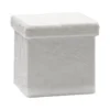 Pouf Contenitore Richiudibile Effetto pelliccia sintetica Bianco