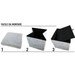Pouf Contenitore Richiudibile Effetto pelliccia sintetica Bianco