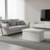 Pouf Contenitore Richiudibile Effetto pelliccia sintetica Bianco