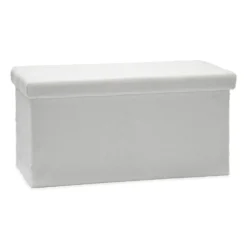 Pouf Contenitore Richiudibile Effetto pelliccia sintetica Bianco