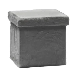 Pouf Contenitore Richiudibile Effetto pelliccia sintetica Grigio