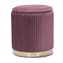 Pouf Contenitore Rosa in Velluto Sintetico