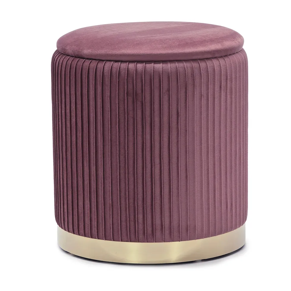 Pouf Contenitore Rosa in Velluto Sintetico