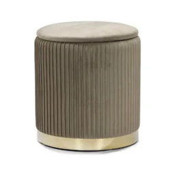 Pouf Contenitore Tortora in Velluto Sintetico