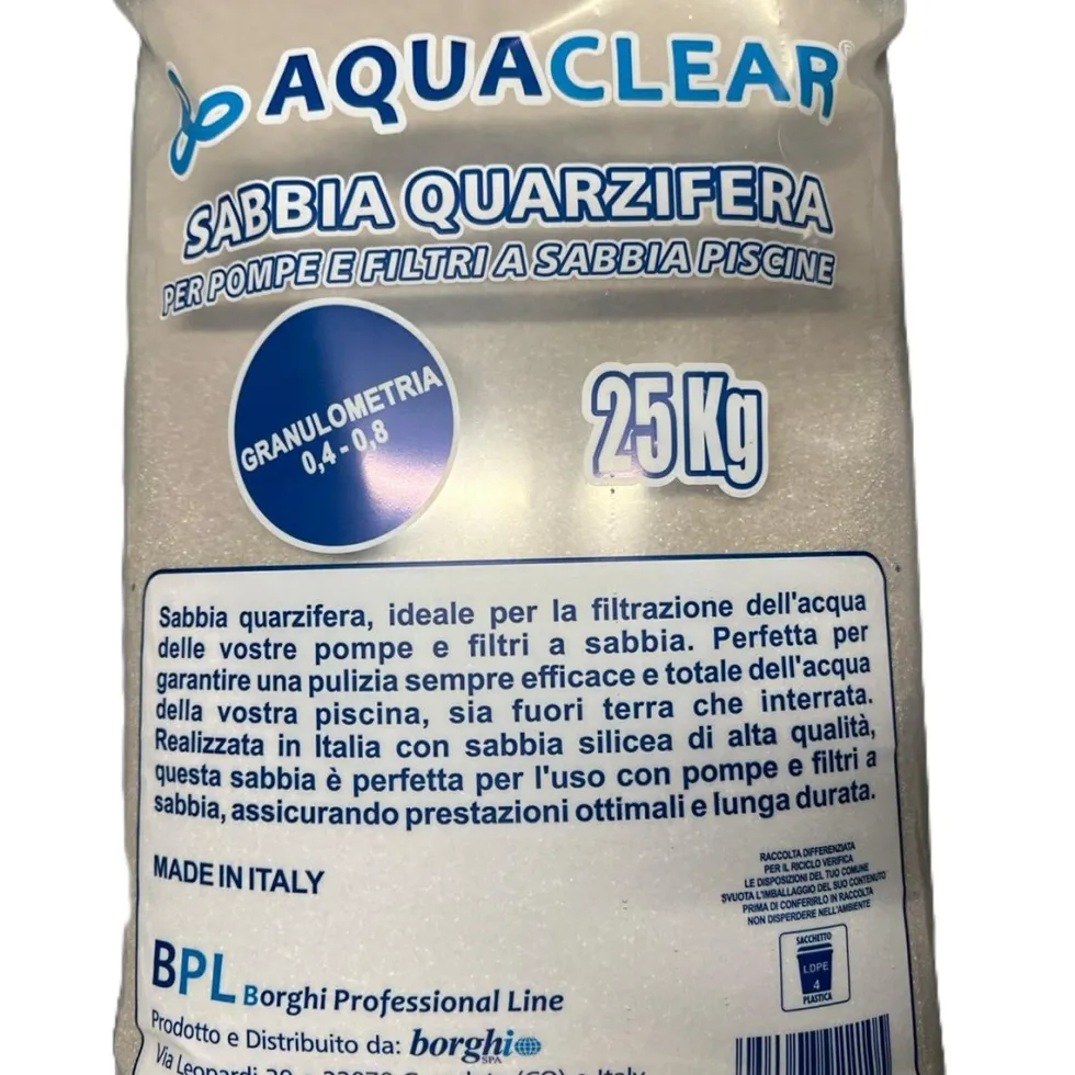 Sabbia Quarzifera 25 kg Granulometria 0,4–0,8 mm