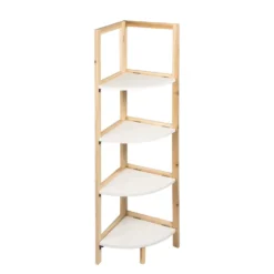 Scaffale Angolare Multiuso in legno di Abete 4 ripiani Linea Woodhandy