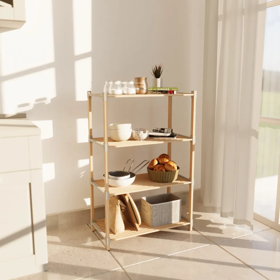 Scaffale Multiuso in legno 4 ripiani FixWood