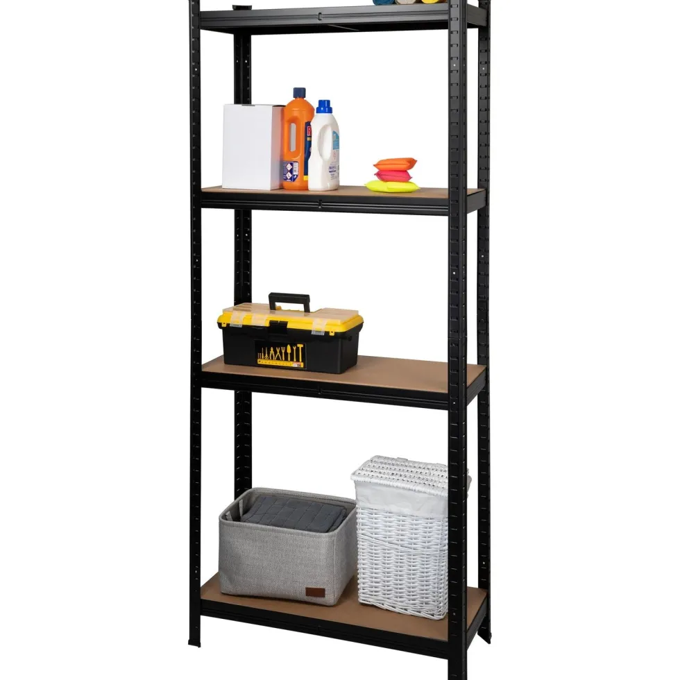 Scaffale Multiuso in metallo Nero 4 ripiani