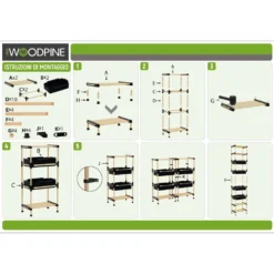 Scaffale Multiuso 2 ripiani e 2 ceste in legno di pino Linea Woodpine