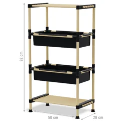 Scaffale Multiuso 2 ripiani e 2 ceste in legno di pino Linea Woodpine