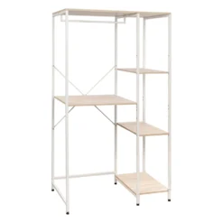Scaffale Multiuso 4 ripiani in legno truciolare e metallo Bianco Linea Janet Lavanderia